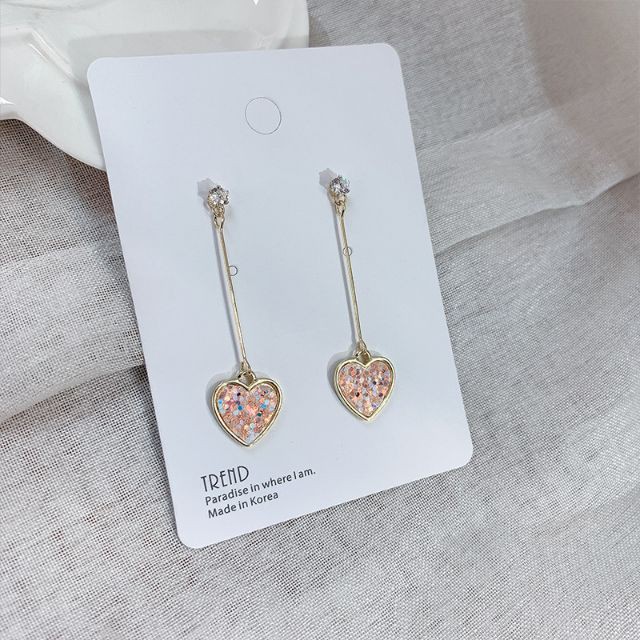 Hoa tai trái tim đa sắc màu bạc 925