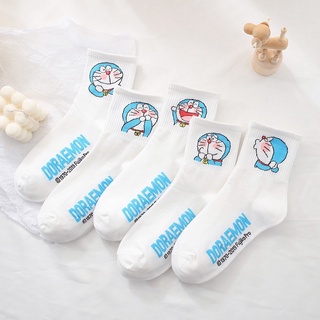 Combo 5 Tất Trắng Cao Cổ Doremon Doraemon (Xanh)