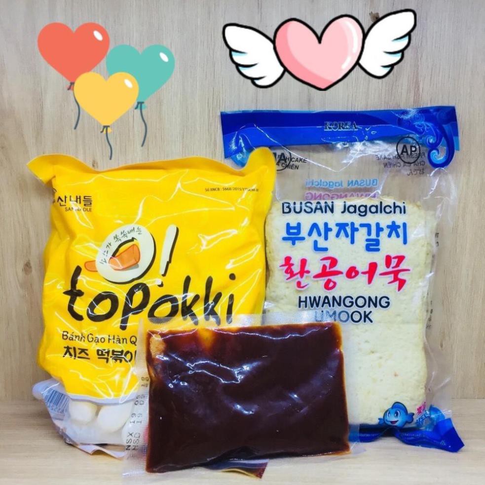 Bánh gạo tokbokki phô mai 500G kèm 100G sốt và Chả cá(CHỈ GIAO TẠI HÀ NỘI)