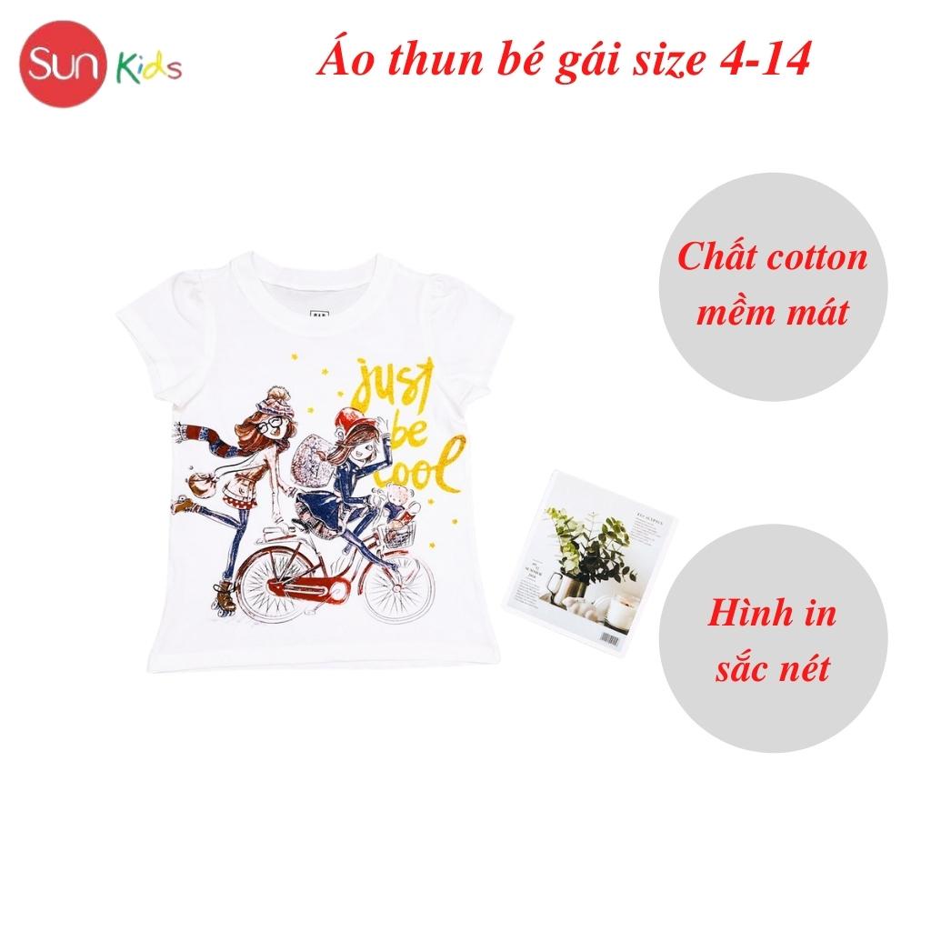 Áo thun cho bé gái, áo phông bé gái chất cotton mềm mát, size 4 - 14 tuổi - SUNKIDS