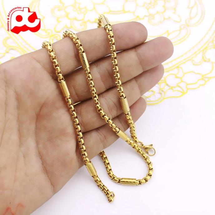 Dây chuyền nam cao cấp thời trang đẹp titan kiểu bọc khoanh chạm họa tiết chéo PT JEWELRY kích cỡ 4mm PTDCNA165