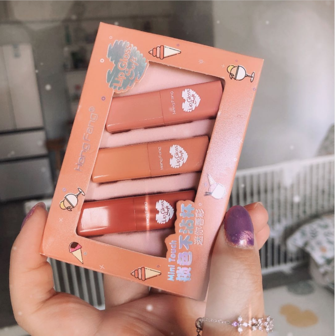 Set 3 Son Bóng Mini Mềm Mịn Lâu Trôi Không Thấm Nước Hengfang | BigBuy360 - bigbuy360.vn