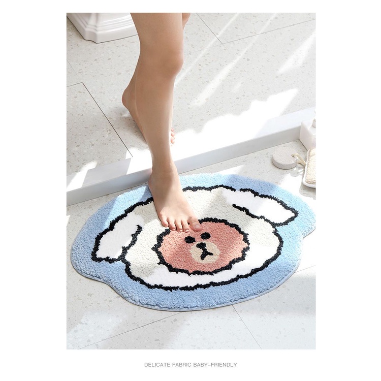 Thảm Chùi Chân Lông Mềm Mại Thấm Hút Chống Trượt Chống Bụi Hình Gấu Nâu Hoạt Hình Dành Cho Phòng Tắm / Cửa Ra Vào
