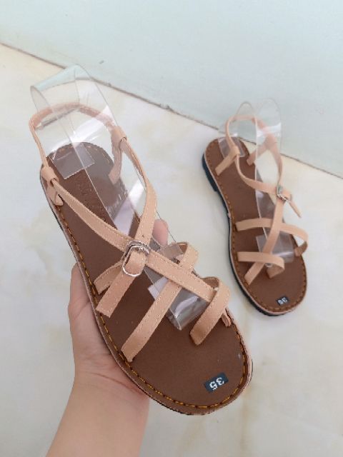 Sandal quai chéo MAILIAA đế gấu quai da gắn nút