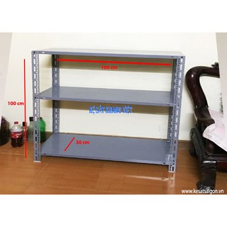 (1m x 0.3 x 1m) Kệ sắt v lỗ 3 tầng đa năng (Dài 1m x Rộng 0.3m x Cao 1m x 3 Mâm)