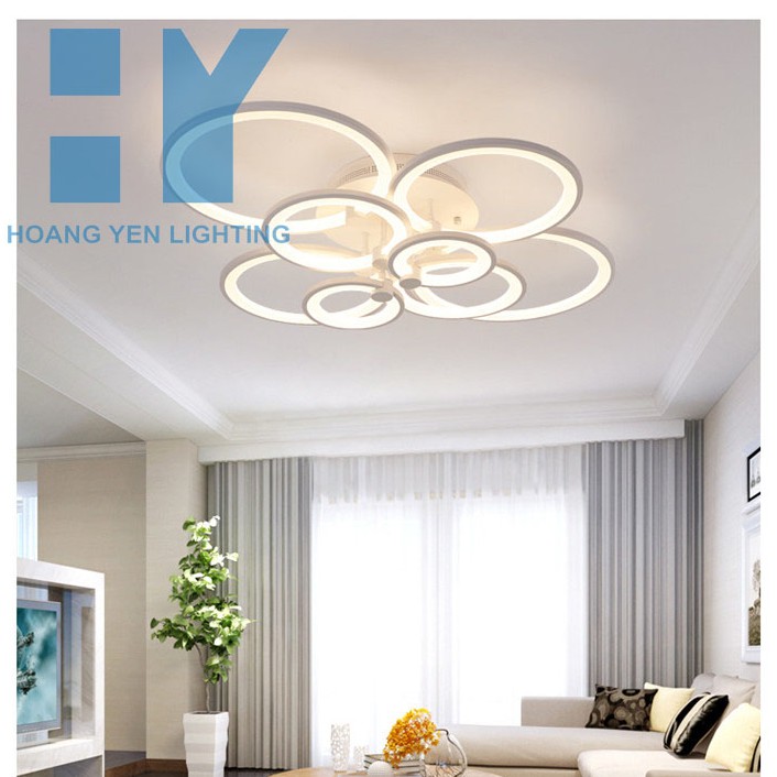 Đèn LED Ốp Trần, Mâm Đèn Ốp Trần 8 Vòng Tròn- Tặng Kèm điều khiển từ xa