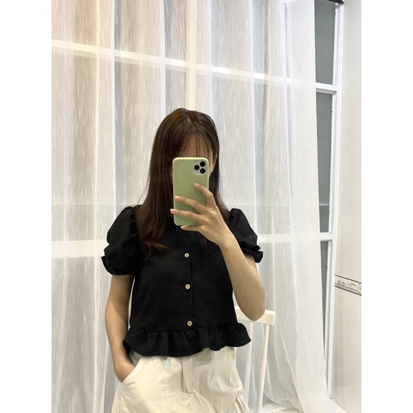 Áo croptop phối bèo
