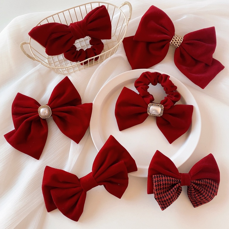 Dây buộc tóc nơ vải nhung phong cách Hàn Quốc thời trang tinh tế dành cho nữ