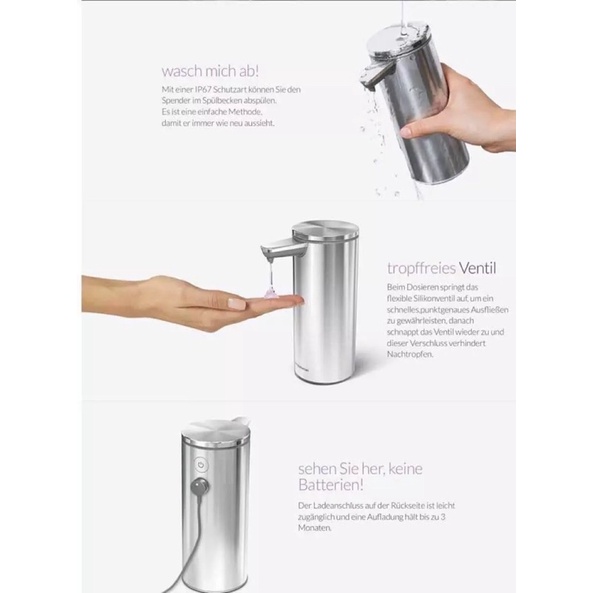 🇩🇪BÌNH ĐỰNG XÀ PHÒNG CẢM ỨNG INOX CAO CẤP SIMPLEHUMAN sạc pin -SANG XỊN - BỀN ĐẸP TIỆN DỤNG