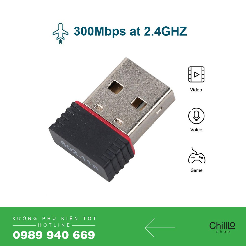 USB Wifi 300Mbps Không Dây 802.11N - Bộ Thu Wifi Cho Máy Tính PC, Laptop, Macbock - Hệ Điều Hành Windows/ Mac Os/ Linux