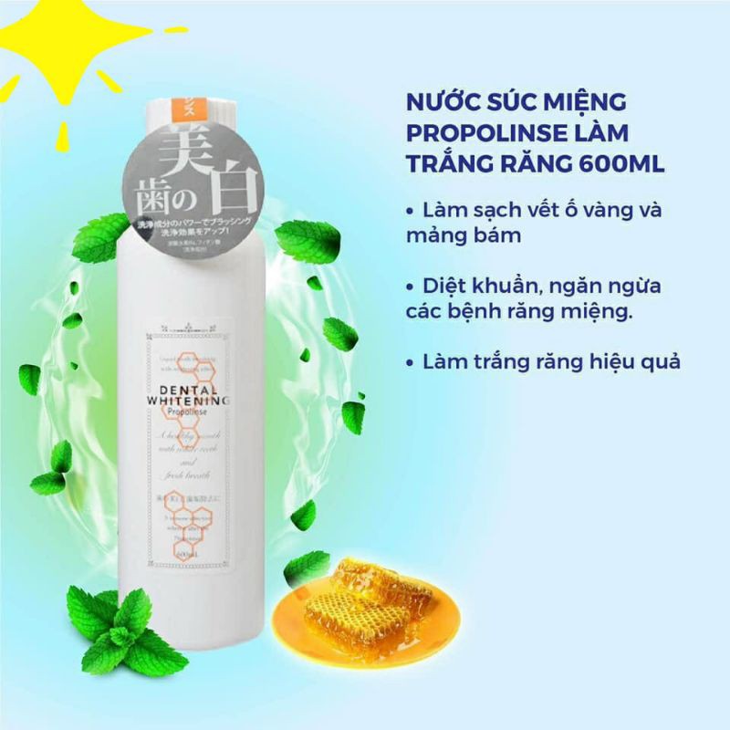 Nước xúc miệng Propolinse 600ml Nhật bản trắng răng, khử mùi hôi miệng