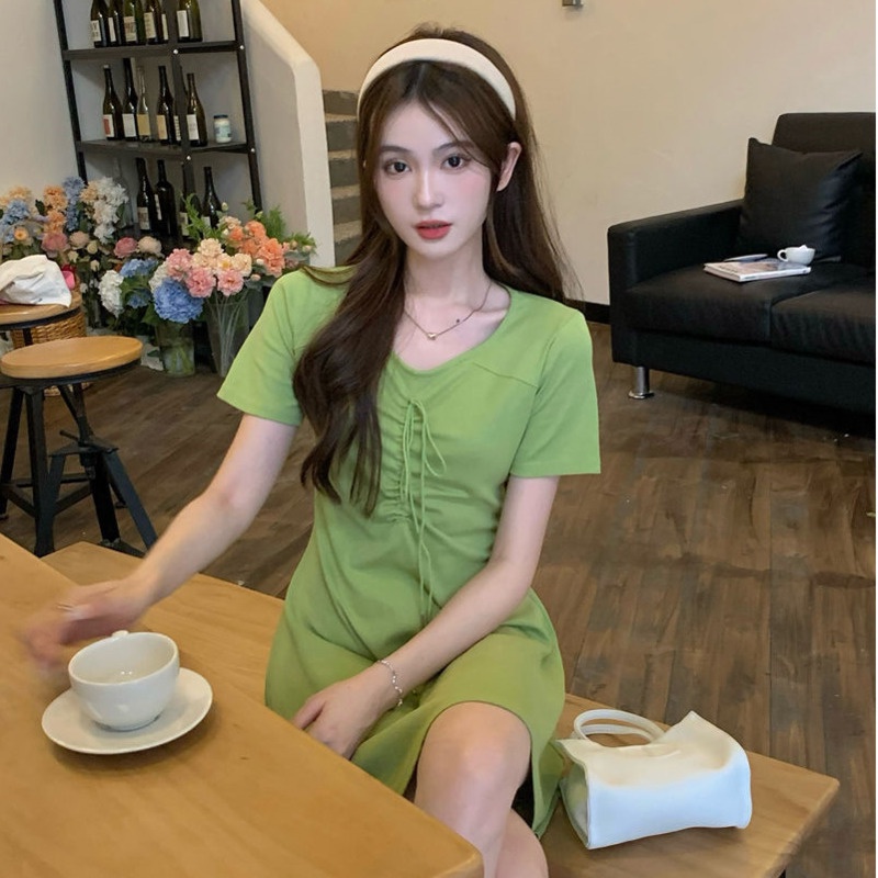 Đầm Chữ A Lưng Cao Phối Dây Rút Thời Trang Mùa Hè Mới