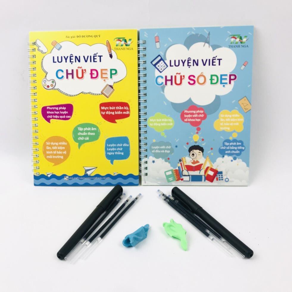 combo 3 quyển luyện viết luyện chữ số nét tự xóa bay màu thần kỳ cho bé - LANA QUEEN