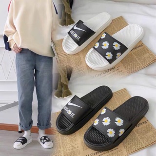 Dép cặp nam nữ bông cúc ulzzang, dép hoa cúc đen trắng