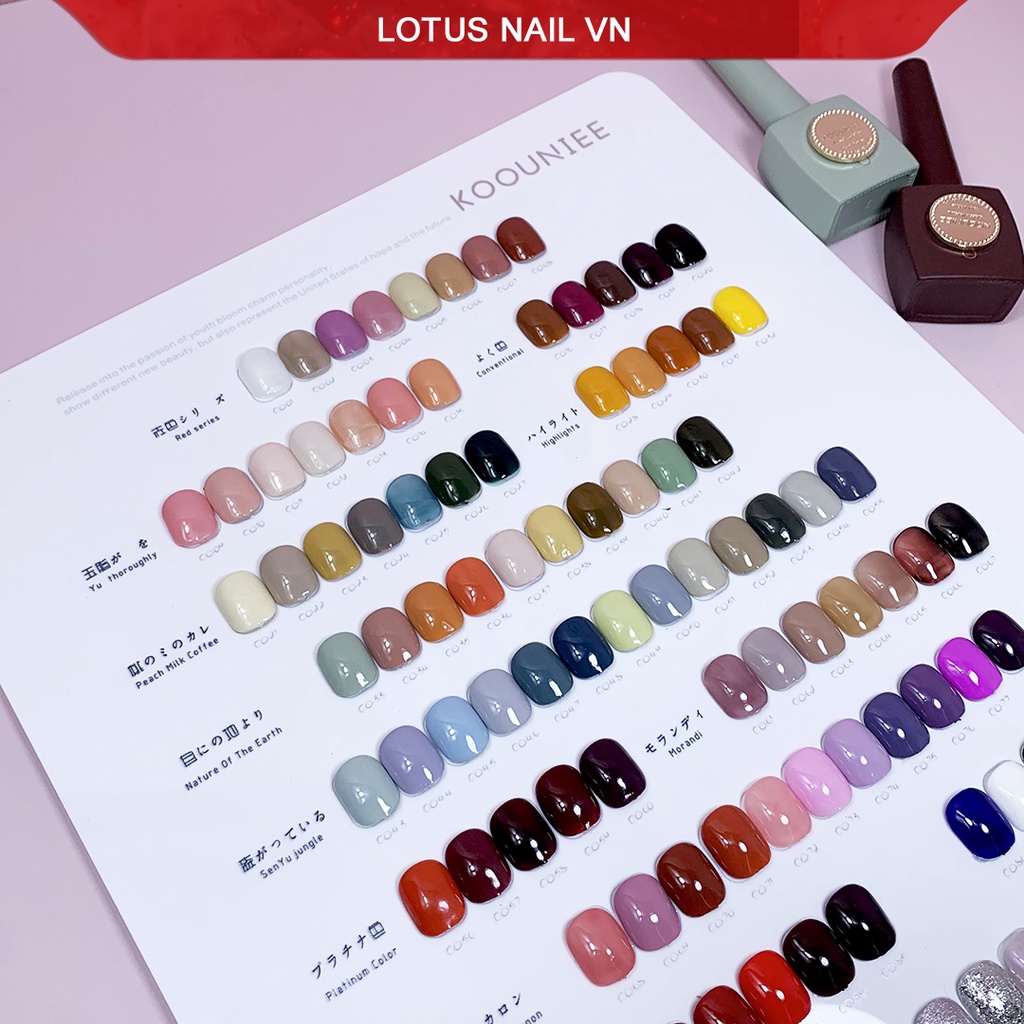 Set sơn gel Koouniee phong cách Hàn Quốc 96 màu hàng mới 2021 tặng kèm bảng màu + base + top