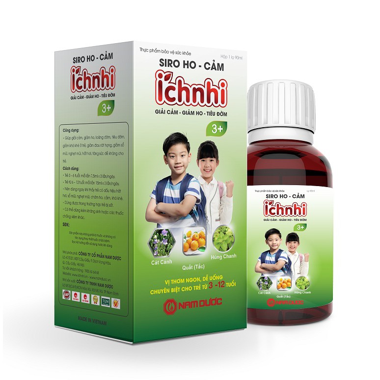 Siro Ho Cảm Ich Nhi 3 + ( sản phẩm không phải là thuốc) giúp bé hết ho, sổ mũi