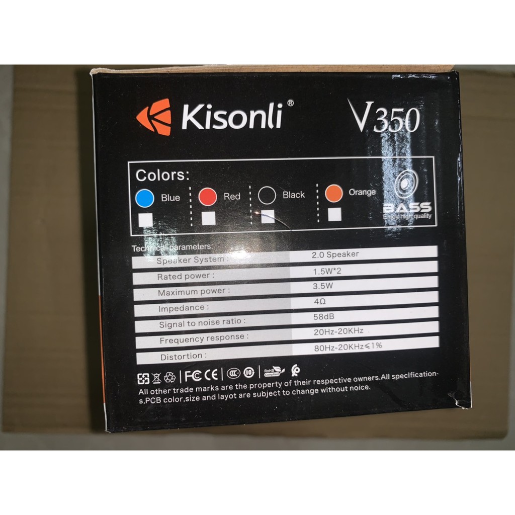 Loa vi tính Kisonli (2c/bo) V350 đen, xanh