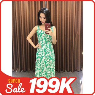 Váy maxi 2 dây hoa nhí xanh lá - SP003008