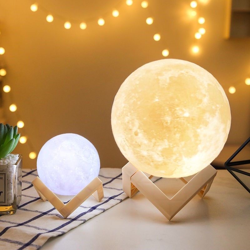 Đèn ngủ mặt trăng 3D, đèn để bàn kích thước 8cm