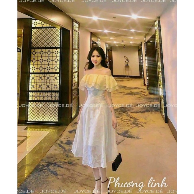 🌸🌸Váy trễ vai hoa dáng dài bèo ngực xinhhh xỉuuu❤❤❤