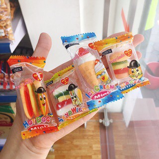 [Lốc 60 gói] Kẹo dẻo Mini Gummy Risen Mỹ cho bé ăn vặt khám phá vui (hotdog, hamburger, kem ốc quế, Sandwich)