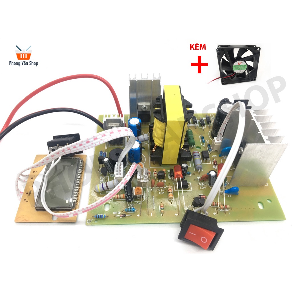 Mạch sạc 12v-24v cho acquy + Quạt 8cm - điều khiển sạc thông minh