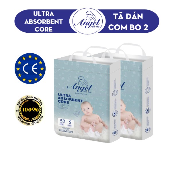 COMBO 2 Tã Dán ANGEL Ultra Absorbent Core Size NB62- S58-M54-L50-XL46