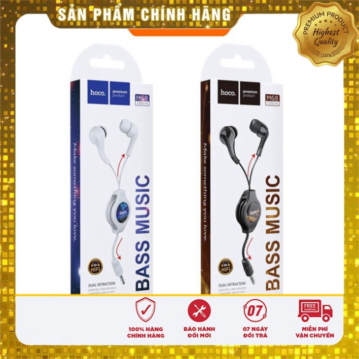 Tai nghe dây rút HOCO M68 có micro chân tròn 3.5mm Dành cho điện thoại iPhone iP Xiaomi Huawei Samsung Oppo Realme