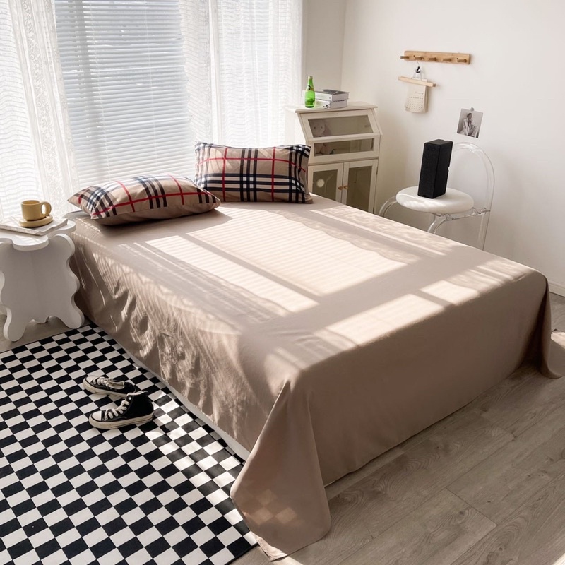 Bộ Chăn Ga Gối ❤️ Cotton tici kẻ đủ size ga giường cotton đũi phong cách Hàn Quốc nhập khẩu Mượt Decor