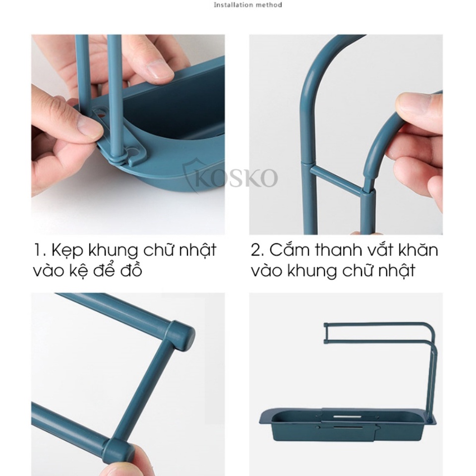 Kệ Để Đồ Rửa Chén, Giá Để Đồ Rửa Bát Đa Năng Kèm Móc Treo Khăn Tiện Dụng