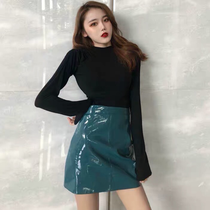 Chân váy da bóng Hàn Quốc loại chuẩn hình - (ORDER )- có ảnh thật