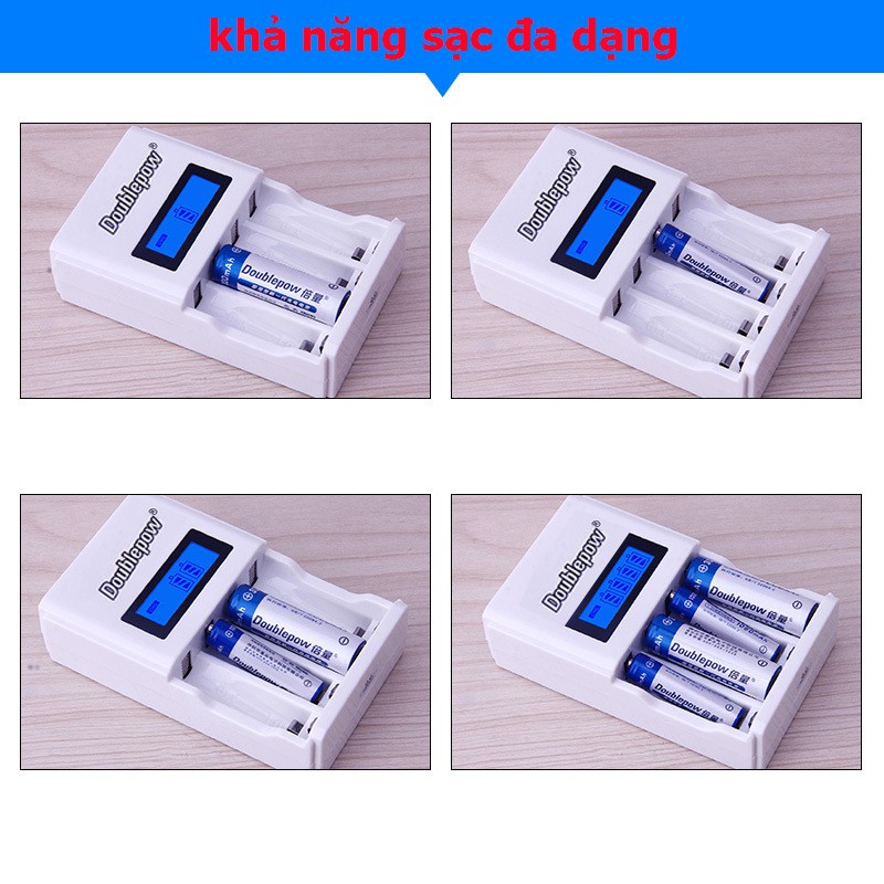 Bộ sạc pin tiểu (sạc pin AA, AAA) tốc độc cao Double pow, thông minh - DP-K98 + Tặng kèm 04 viên pin AA 1200mah