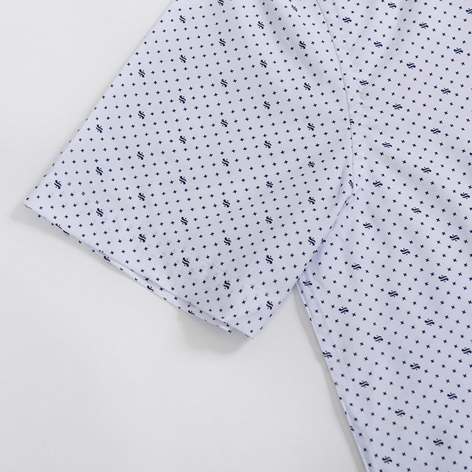 Áo Sơ Mi Nam Công Sở Trung Niên Anton Somianton Màu Trắng Ngắn Tay Chấm Bi Họa Tiết Vải Cotton Anton - Y808