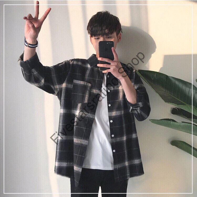 Giảm Giá_ Áo Khoác Sơ Mi UNISEX Caro Cao Cấp _Fivestarsrating | BigBuy360 - bigbuy360.vn