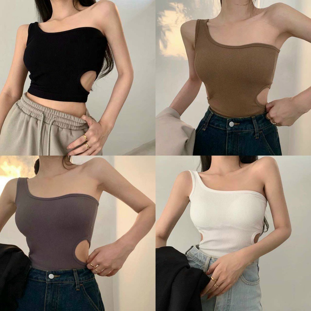 Áo Bra Kèm Đệm Khoét Phần Eo Quai Chéo - Áo Ôm Body Kiểu Dáng Hàn