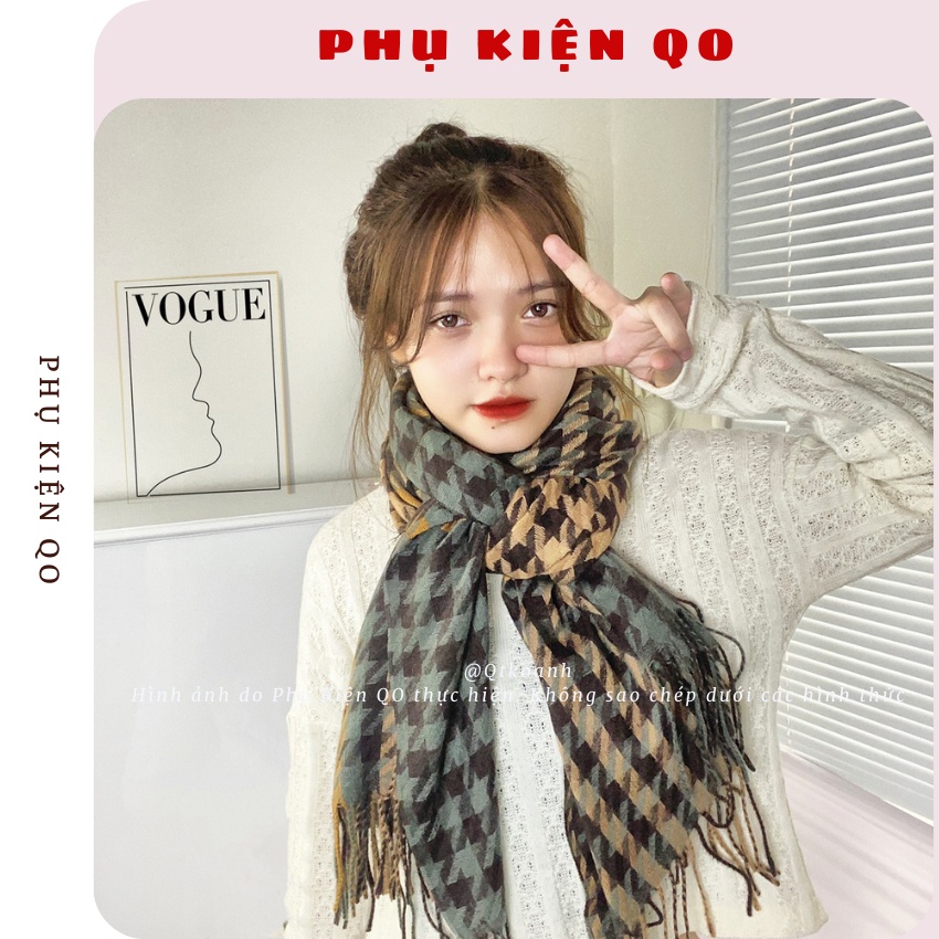 Khăn quàng cổ Cashmere kẻ nhiều màu mềm mại K21
