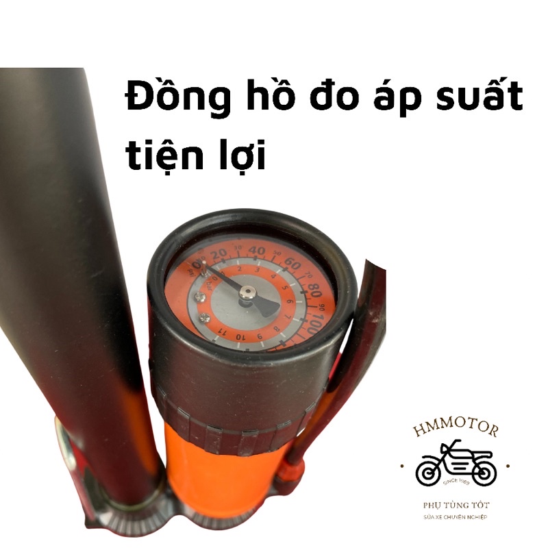 Bơm Xe Đạp Xe Máy Có Đồng Hồ Đo Áp Suất