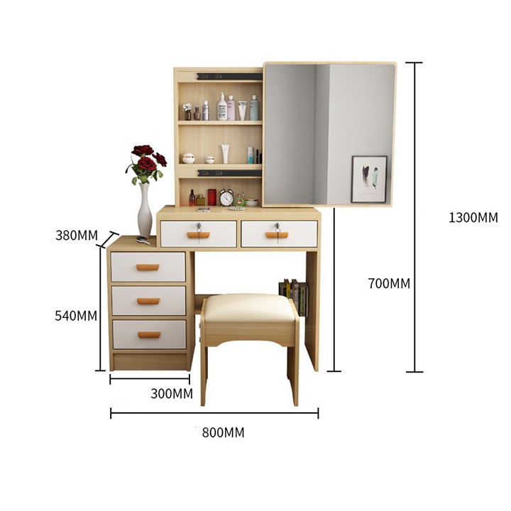 Bàn phấn hiện đại kèm ghế Bàn trang điểm gỗ cao cấp BAH031 | BigBuy360 - bigbuy360.vn