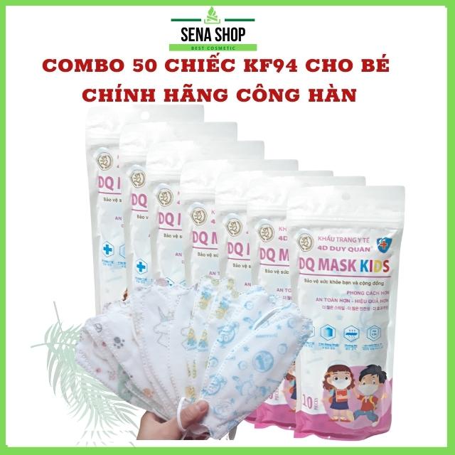 [Combo 50C] Bé 3-12 Tuổi Khẩu Trang 4D DQ Mask Kids KF94 Y Tế Duy Quân Xuân Lai Chất Dày Dặn Dáng Đẹp Ôm Sát Mặt