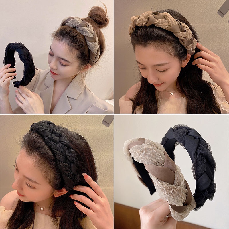 Băng Đô Cài Tóc Phối Lưới Phong Cách Hàn Quốc Cho Nữ