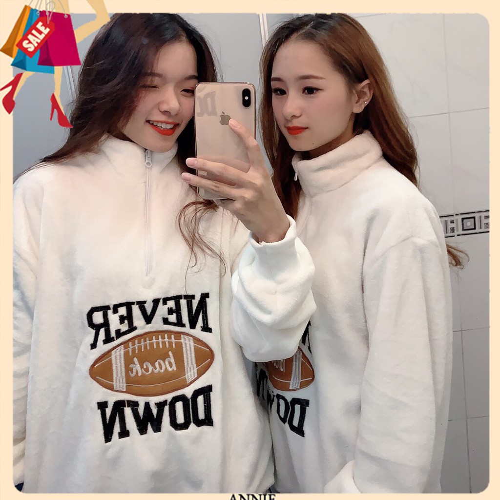 Áo Len Form Rộng 🍁 HÀNG CAO CẤP 🍁 Áo Thun Lông Thêu Chữ Never - Siêu Hot -Năng Động Trẻ Trẻ Trung Cá Tính | BigBuy360 - bigbuy360.vn