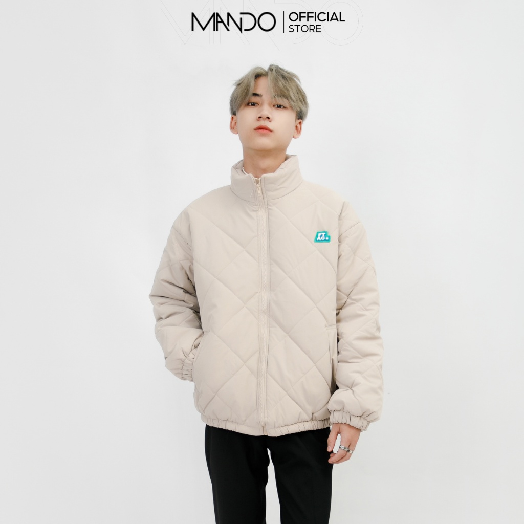 Áo Khoác Phao Dài Tay Nam MANDO 2 Màu Lót Bông Dày Dặn Không Họa Tiết Form Rộng Basic Unisex Thời Trang Hàn Quốc KPN003
