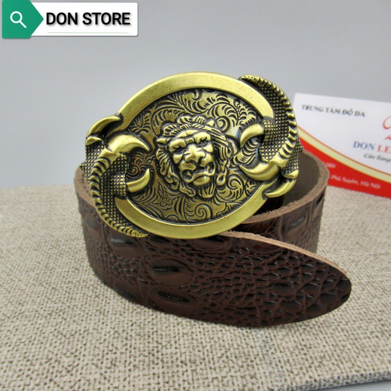 Thắt Lưng Nam Da Bò Vân Cá Sấu. Khóa Hợp Kim Màu Đồng In Nổi 3D Bền Đẹp - Trấn Tà Phong Thủy (BH-12 THÁNG)
