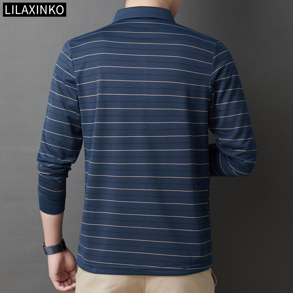 Áo Thun Polo Tay Dài Kẻ Sọc 3 Màu Thời Trang Thu Đông Cho Nam