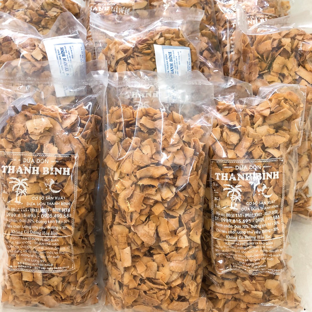 COMBO 4 GÓI DỪA KHÔ SẤY GIÒN HOÀI NHƠN BÌNH ĐỊNH gói 200gr