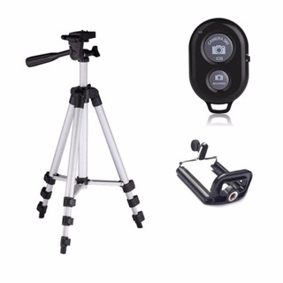 Bộ 4 món chụp hình tự sướng chân Tripod cao + Kẹp điện thoại + Remote