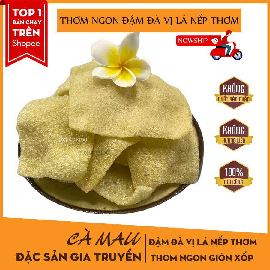 Bánh phồng lá nếp thơm |Bánh phồng lá nếp Năm Căn| Đặc sản Cà Mau |GÓI 100G|Loại đặc biệt|KHÔNG NGON HOÀN TIỀN