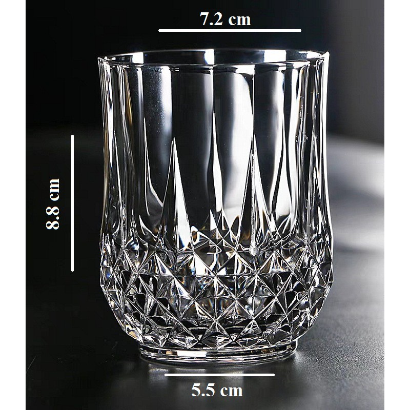 Bộ 6 Ly thủy tinh uống nước pha lê cao cấp, Ly Eo, cốc uống ruou whisky 240ML