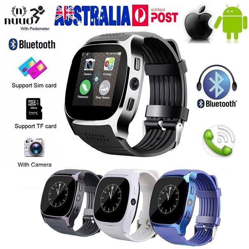 ⋐⋐ With Camera Bluetooth T8 Smart Watches Pedometer GSM SIM Sports Fitness  Waterproof Wrist Watch For iPhone Samsung Phone 【nuuo】