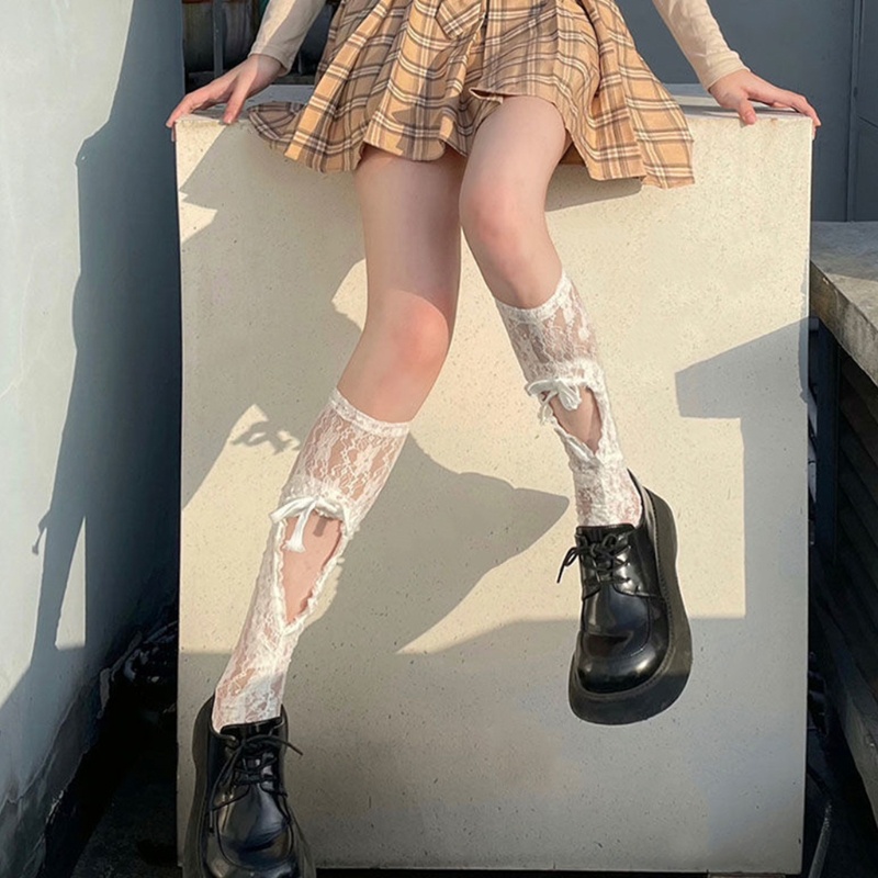 Xixi Đôi Vớ Lưới Phối Ren Đính Nơ Phong Cách Lolita Thời Trang Cho Nữ